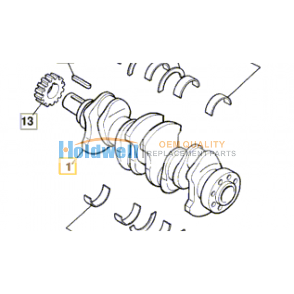 Crankshaft for ISUZU engine 4LE1 &amp; 4LE2 in JCB model 02/803055