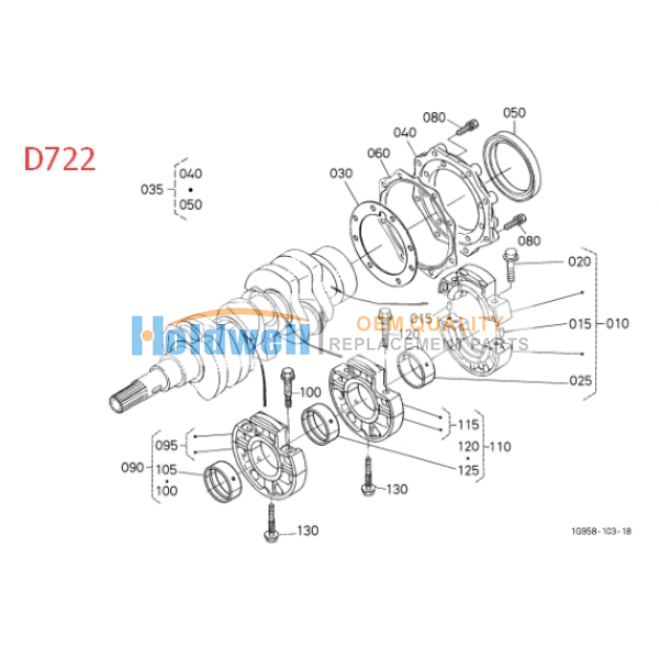 HOLDWELL oil rear seal 1G460-04460 for kubota Z482 D722 J106 engine