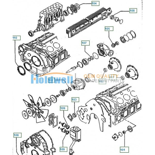 HOLDWELL 37145-16200 Water Pump Water Seal for Mitsubishi engine S12R-PTA