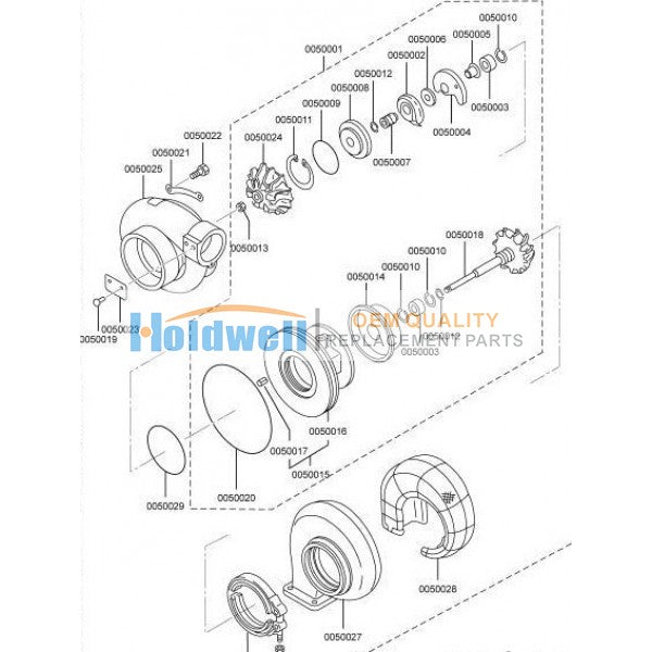 HOLDWELL 49181-22300 turbocharger Small Clamp Spring for Mitsubishi engine S12R2-PTA